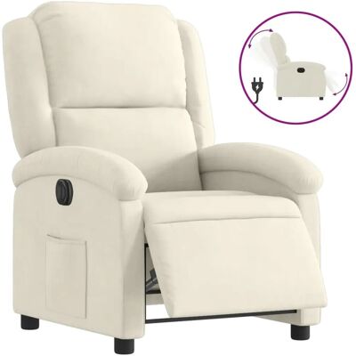 Chaise d'accent VidaXL - Velours, Crème - Repose-pied électrique - Publicité Chaise d'accent VidaXL - Velours, Crème - Repose-pied électrique - Publicité