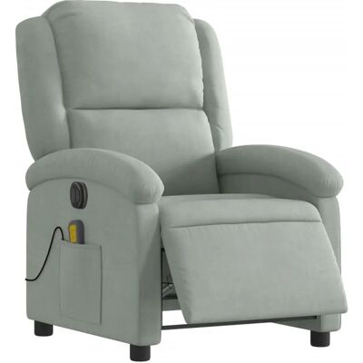 vidaXL Fauteuil de Massage Électrique - Velours Gris Clair - Publicité vidaXL Fauteuil de Massage Électrique - Velours Gris Clair - Publicité