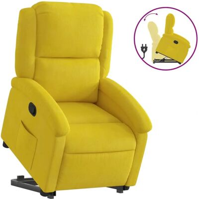 Fauteuil releveur vidaXL - Velours, Jaune, 135° - Publicité Fauteuil releveur vidaXL - Velours, Jaune, 135° - Publicité