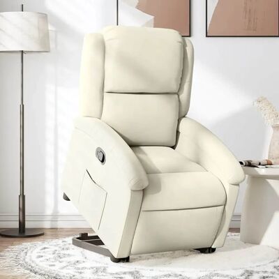 Fauteuil Relax électrique vidaXL en velours crème - Publicité Fauteuil Relax électrique vidaXL en velours crème - Publicité