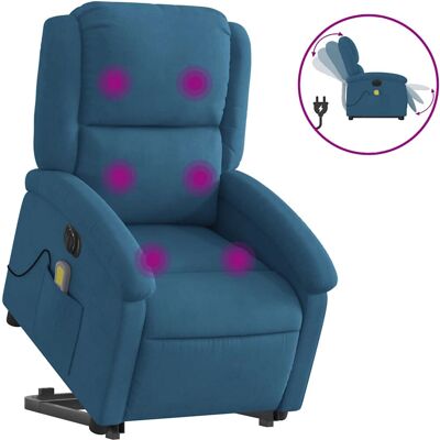 vidaXL Relaxsessel Mit Aufstehhilfe Samt Blau - Massage vidaXL Relaxsessel Mit Aufstehhilfe Samt Blau - Massage