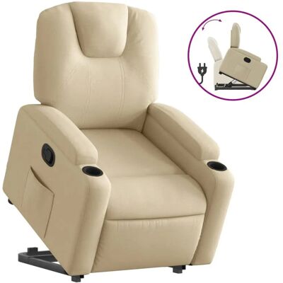 vidaXL Relaxsessel mit Aufstehhilfe - Creme Stoff, Manuelle Neigung, Elektrischer Lift vidaXL Relaxsessel mit Aufstehhilfe - Creme Stoff, Manuelle Neigung, Elektrischer Lift