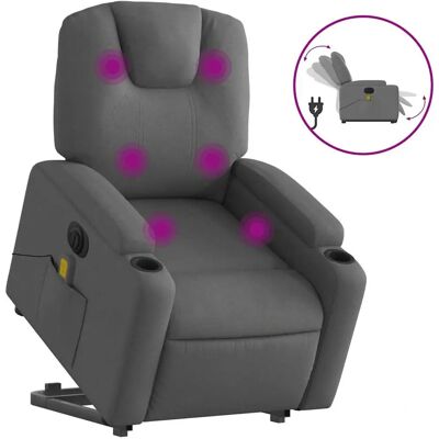 Fauteuil relax avec massage et élévation - Gris foncé vidaXL - Publicité Fauteuil relax avec massage et élévation - Gris foncé vidaXL - Publicité
