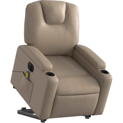 vidaXL Massagesessel met Opstaphulp - Cappuccino Kunstleer vidaXL Massagesessel met Opstaphulp - Cappuccino Kunstleer