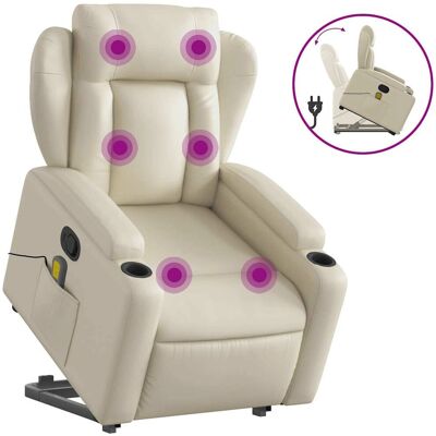 vidaXL Fauteuil massant électrique - Crème - Reclinable - Publicité vidaXL Fauteuil massant électrique - Crème - Reclinable - Publicité