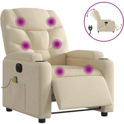 Poltrona de massagens eléctrica VIDAXL Creme Tecido - 74x146x78 cm - Publicité Poltrona de massagens eléctrica VIDAXL Creme Tecido - 74x146x78 cm - Publicité
