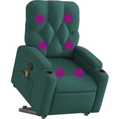 vidaXL Fauteuil Relax Relevable Massage - Vert Foncé - Publicité vidaXL Fauteuil Relax Relevable Massage - Vert Foncé - Publicité