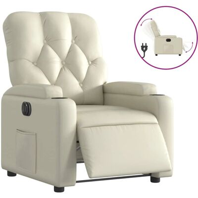 Vidaxl fauteuil électrique en cuir synthétique - Crème - Fauteuil relaxant - Publicité Vidaxl fauteuil électrique en cuir synthétique - Crème - Fauteuil relaxant - Publicité