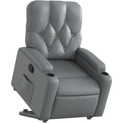 Fauteuil inclinable avec levage vidaXL, Cuir synthétique gris - Publicité Fauteuil inclinable avec levage vidaXL, Cuir synthétique gris - Publicité