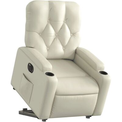 Fauteuil releveur électrique vidaXL avec aide à la montée - Crème - Publicité Fauteuil releveur électrique vidaXL avec aide à la montée - Crème - Publicité