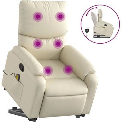 Fauteuil relax avec massage et levage VidaXL - Crème - Publicité Fauteuil relax avec massage et levage VidaXL - Crème - Publicité
