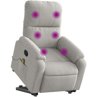 Fauteuil de massage électrique vidaXL - Microfibre gris clair - Réglable 135° - Publicité Fauteuil de massage électrique vidaXL - Microfibre gris clair - Réglable 135° - Publicité