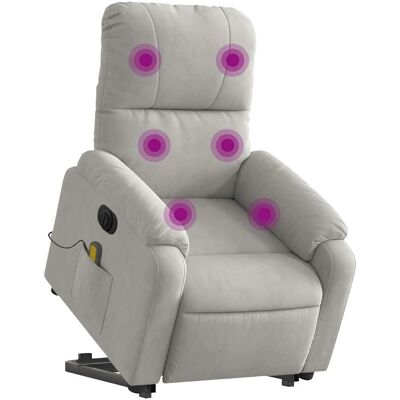 Fauteuil massage électrique avec levage - Gris clair - Publicité Fauteuil massage électrique avec levage - Gris clair - Publicité