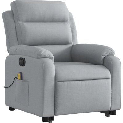 Fauteuil de massage électrique vidaXL avec élévateur - Gris clair - Reclinable, Vibrations, Stable - Publicité Fauteuil de massage électrique vidaXL avec élévateur - Gris clair - Reclinable, Vibrations, Stable - Publicité