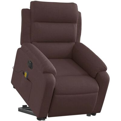 Sillón de masaje eléctrico reclinable en tela marrón oscuro - vidaXL Sillón de masaje eléctrico reclinable en tela marrón oscuro - vidaXL