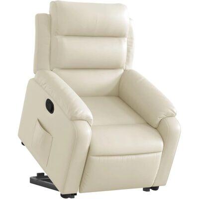 Vidaxl - Fauteuil inclinable réglable en cuir - Crème Vidaxl - Fauteuil inclinable réglable en cuir - Crème