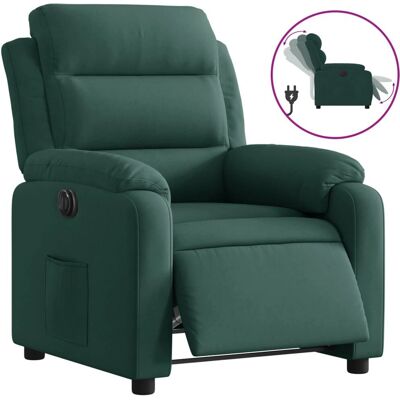 vidaXL Accentstol - Mørkegrøn fløjl - Elektrisk recliner vidaXL Accentstol - Mørkegrøn fløjl - Elektrisk recliner