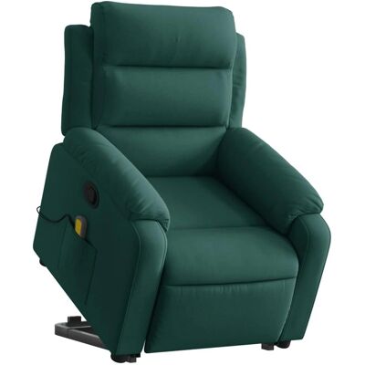 vidaXL Dunkelgrüner Relaxsessel - Massage & Hebefunktion - Weiches Samt vidaXL Dunkelgrüner Relaxsessel - Massage & Hebefunktion - Weiches Samt