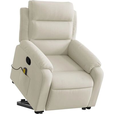 Vidaxl - Reclinable Massage Fauteuil in Fluweel Crème Vidaxl - Reclinable Massage Fauteuil in Fluweel Crème