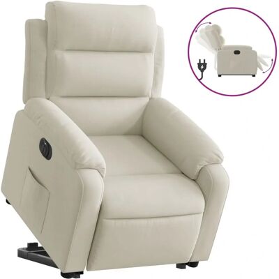 Sillón eléctrico reclinable - Velours crème - VidaXL Sillón eléctrico reclinable - Velours crème - VidaXL