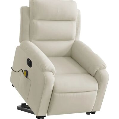 vidaXL Elektrischer Massagesessel mit Aufstehhilfe - Samtvel Creme vidaXL Elektrischer Massagesessel mit Aufstehhilfe - Samtvel Creme