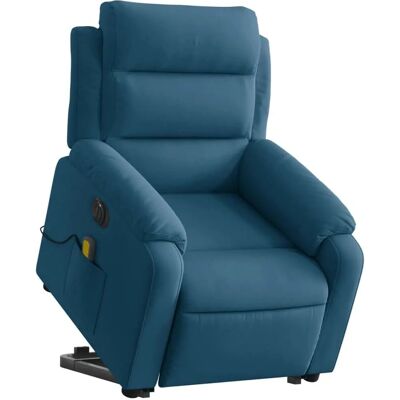 Sillón reclinable eléctrico con masaje - Terciopelo azul - Sillón relax con masaje Sillón reclinable eléctrico con masaje - Terciopelo azul - Sillón relax con masaje