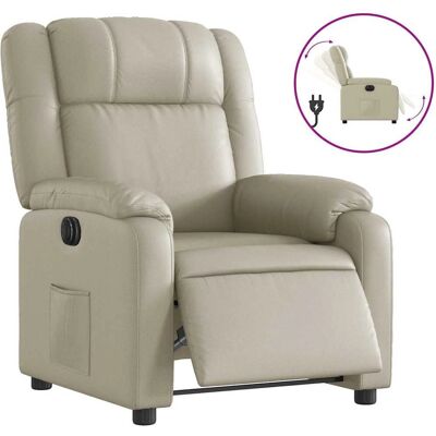 Fauteuil inclinable électrique en cuir synthétique crème vidaXL - Sillón de masaje - Publicité Fauteuil inclinable électrique en cuir synthétique crème vidaXL - Sillón de masaje - Publicité