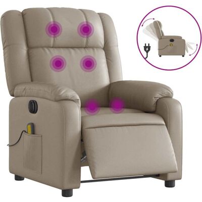 vidaXL Poltrona de Massagem - Couro Cappuccino - Elétrica vidaXL Poltrona de Massagem - Couro Cappuccino - Elétrica