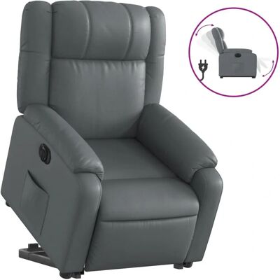 vidaXL Massagesessel Mit Aufstehhilfe Kunstleder Grau - Elektrisch vidaXL Massagesessel Mit Aufstehhilfe Kunstleder Grau - Elektrisch