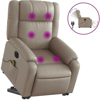 vidaXL Massagesessel Mit Aufstehhilfe - Braun Kunstleder Cappuccino - Massagesessel vidaXL Massagesessel Mit Aufstehhilfe - Braun Kunstleder Cappuccino - Massagesessel