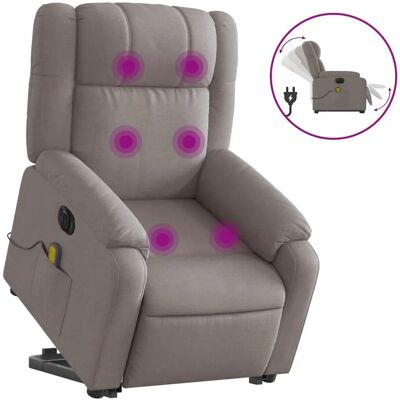 VidaXL Sta-opstoel Taupe - Massage en Liftfunctie VidaXL Sta-opstoel Taupe - Massage en Liftfunctie