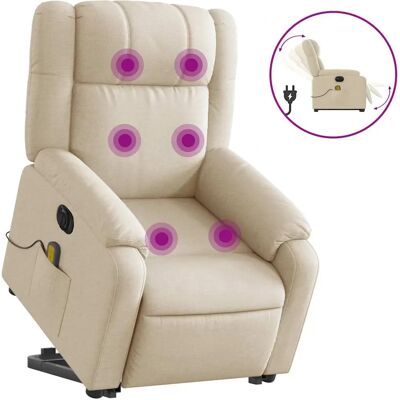 vidaXL Elektrischer Massagesessel Mit Aufstehhilfe Stoff Creme - Möbel vidaXL Elektrischer Massagesessel Mit Aufstehhilfe Stoff Creme - Möbel