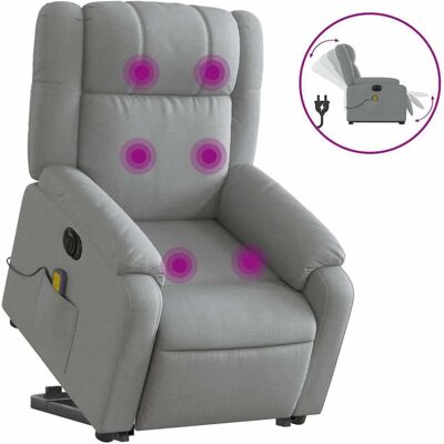 vidaXL Relaxsessel mit Aufstehhilfe, Stoff Hellgrau, Elektrisch vidaXL Relaxsessel mit Aufstehhilfe, Stoff Hellgrau, Elektrisch