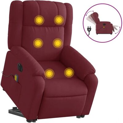 VidaXL Sessel mit Massage - Höhenverstellbar & Relax - Weinrot - Sessel VidaXL Sessel mit Massage - Höhenverstellbar & Relax - Weinrot - Sessel