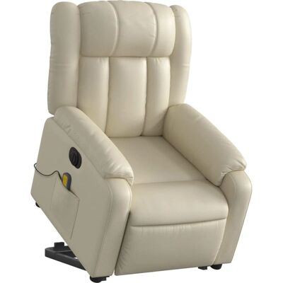 Fauteuil de massage électrique vidaXL avec levage, cuir synthétique crème - Publicité Fauteuil de massage électrique vidaXL avec levage, cuir synthétique crème - Publicité