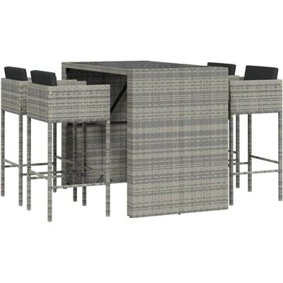 vidaXL Puutarhabaarisarja Harmaa Poly Rattan - Puutarhabaarisarja vidaXL Puutarhabaarisarja Harmaa Poly Rattan - Puutarhabaarisarja