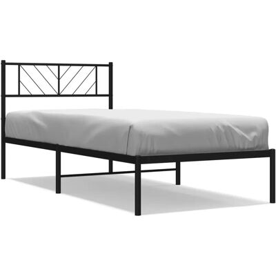 vidaXL Metallbettgestell Schwarz 75x190 cm - Bett mit Kopfteil vidaXL Metallbettgestell Schwarz 75x190 cm - Bett mit Kopfteil