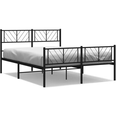 vidaXL Metallbett mit Kopf- und Fußteil - Schwarz - 120x190 cm - Bettgestell vidaXL Metallbett mit Kopf- und Fußteil - Schwarz - 120x190 cm - Bettgestell