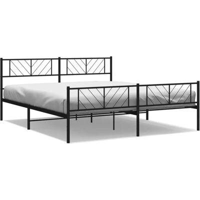 vidaXL Metallbett Schwarz - 193x203cm mit Kopf- und Fußteil vidaXL Metallbett Schwarz - 193x203cm mit Kopf- und Fußteil