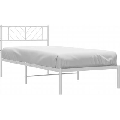 Marco de cama de metal vidaXL Blanco 90x200 cm - Con cabecero Marco de cama de metal vidaXL Blanco 90x200 cm - Con cabecero