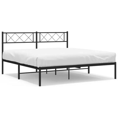 vidaXL Bettgestell - Metall Schwarz 160x200cm mit Kopfteil vidaXL Bettgestell - Metall Schwarz 160x200cm mit Kopfteil