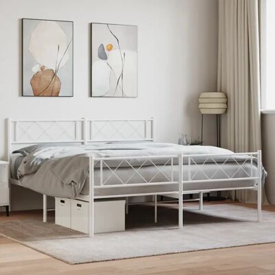 vidaXL Weiße Metallbettgestell 150x200cm King Size - Bettgestell vidaXL Weiße Metallbettgestell 150x200cm King Size - Bettgestell