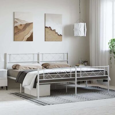 vidaXL Metallbett Weiß 193x203 cm - Bettgestell vidaXL Metallbett Weiß 193x203 cm - Bettgestell
