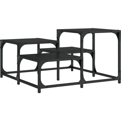 vidaXL Schwarzer 68x68x40 cm Tisch aus Sperrholz - Couchtisch vidaXL Schwarzer 68x68x40 cm Tisch aus Sperrholz - Couchtisch