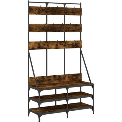 vidaXL Kledingrek met schoenenrek - Gerookt eiken - 100x40x184 cm vidaXL Kledingrek met schoenenrek - Gerookt eiken - 100x40x184 cm