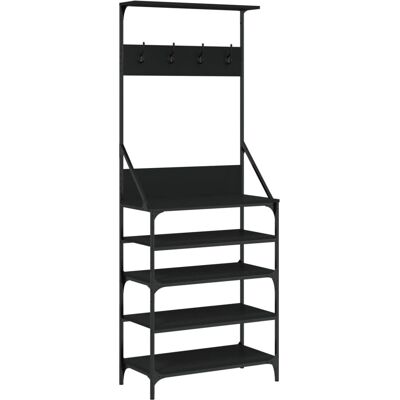 vidaXL Tøjstativ med skoopbevaring - Sort - 70x34x184 cm vidaXL Tøjstativ med skoopbevaring - Sort - 70x34x184 cm