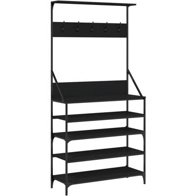 vidaXL Sorte tøjstativ - 90x34x184 cm - Tøjstativ med skoopbevaring vidaXL Sorte tøjstativ - 90x34x184 cm - Tøjstativ med skoopbevaring