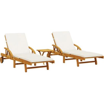vidaXL 3206367 Outdoor Chair Lounge Gepolsterter Sitz Akazienholz Creme - Gartenstuhl vidaXL 3206367 Outdoor Chair Lounge Gepolsterter Sitz Akazienholz Creme - Gartenstuhl