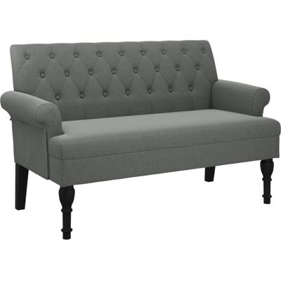 MAISONCHIC Banco de Tela Gris Oscuro - Asiento con Respaldo MAISONCHIC Banco de Tela Gris Oscuro - Asiento con Respaldo