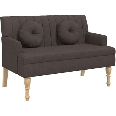 vidaXL Dunkelbraune Stoffbank mit Kissen 113x64,5x75,5cm vidaXL Dunkelbraune Stoffbank mit Kissen 113x64,5x75,5cm
